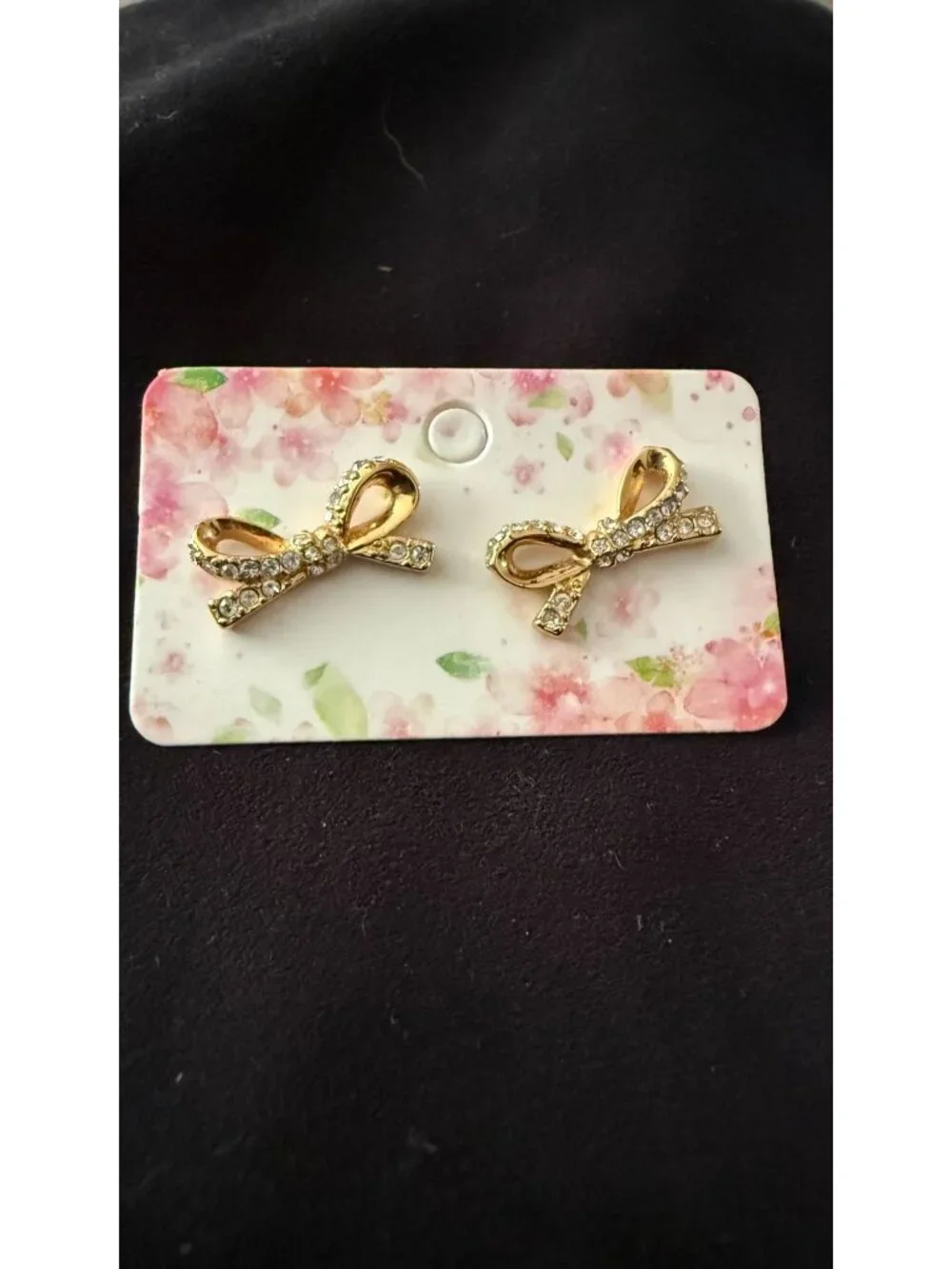Kate Spade Crystal & Bow Stud Earrings Set Gold & Clear 2 Pairs Elegant Design